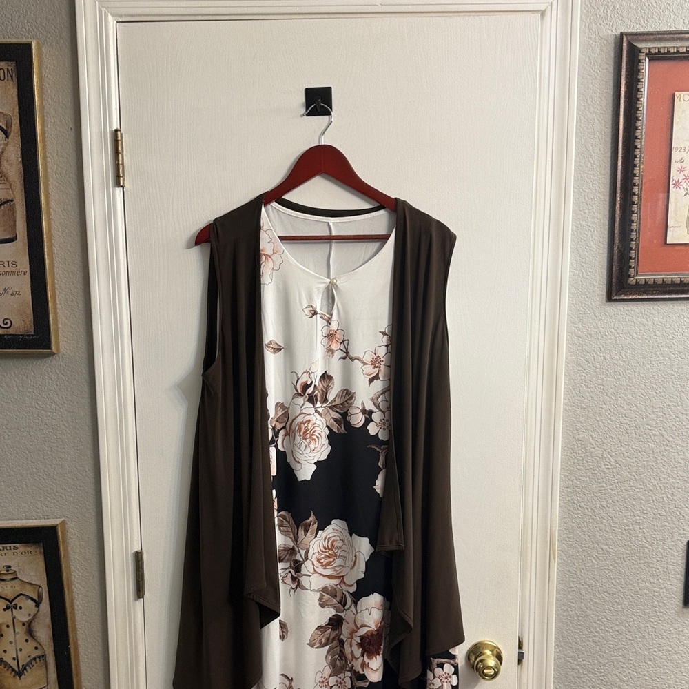 Floral Brown and White Women's Dress